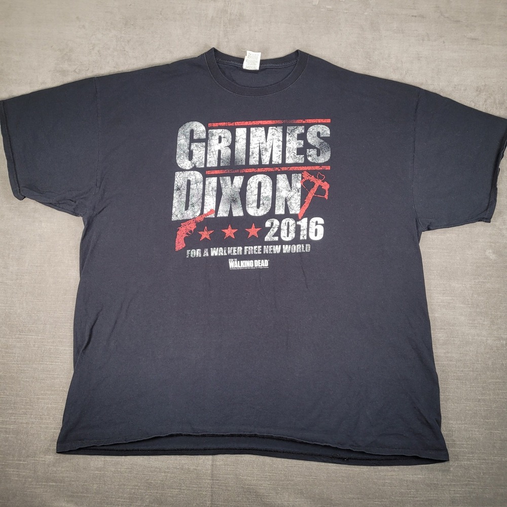 The Walking Dead Grimes Dixon 2016 Graphic Print T-Shirt‎ Free New World 3XL